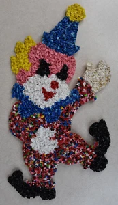 Vintage 1970s Melted Plastic Popcorn Wall Decoration Clown Yellow Hair 20" Tall - Picture 1 of 2