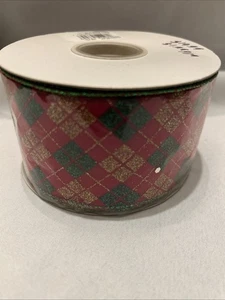 Celebrate It Red Velvet Wired Ribbon wGold - Christmas NEW 2.5"x10 Yds - Picture 1 of 6