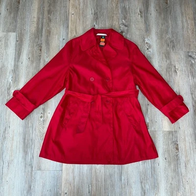 RARE VINTAGE ST.MICHAEL M&S Red Belted Trench Style Summer Jacket Coat  UK 10 - Image 1 of 4