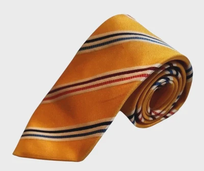 Corbata Paul Stuart Para Hombre 100% Seda Lujo Rayas Doradas De Colección Hecha a Mano Italia Foto 1 de 4