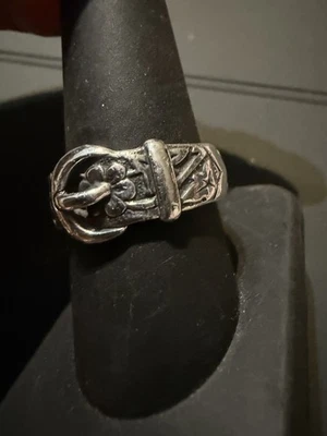 James Avery Plata de Ley 925 7mm Floral Hebilla Banda Retirada, ver foto para la talla Foto 1 de 4