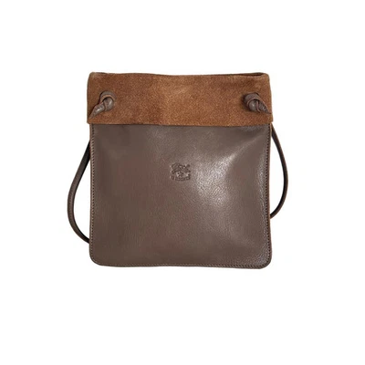 Auténtico IL BISONTE - Bolso de hombro de gamuza de cuero marrón Foto 1 de 4