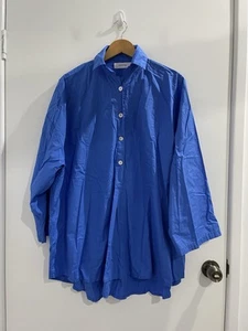 Frockk Megan Shirt Blue Cotton One Size Oversized Relaxed Fit (F) - Picture 1 of 11