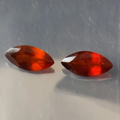 Natural Hessonite Garnet 14X7 mm Marquise Cut Faceted Untreated Gemstone 2 Piece - Image 1 of 4