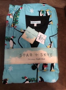 Star + Skye Blue Penguin Holiday 2 PC Pajama Set Top/Bottom Women’s XL NWT - Picture 1 of 16
