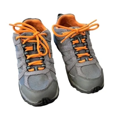 Columbia boy's low top sneaker style hiking shoe grey and orange size 2 - Image 1 of 4