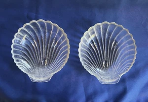 2 each Vintage Sea Shell Satin Glass Candy Dish Nut Bowl Wedding - Bild 1 von 2