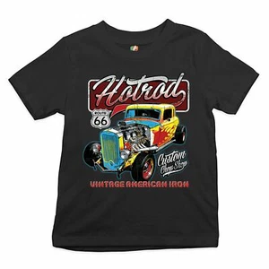 Vintage American Iron Youth T-shirt Hot Rod Route 66 Retro Racing Kids - Picture 1 of 29