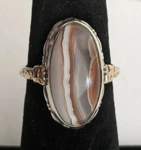 Ostby Barton Sterling & 10k GF Agate Ring 3.2g Sz 4.75 Titanic Connection - Picture 1 of 12