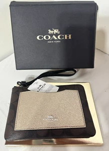 Coach F22713 Boxed Corner Zip Wristlet w Metallic Brown Black Platinum - Picture 1 of 10