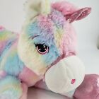 Pastel Rainbow Unicorn Plush 17" Stuffed Animal Stuffie Glitter Feet Starry Eyes
