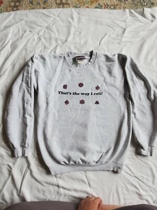 Vtg Hanes Ultimate Cotton Printpro Crew neck grey sweatshirt Dice Magic SMALL - Picture 1 of 10