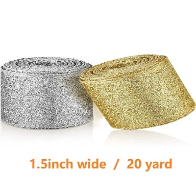 2 rollos de cintas de tela con cable con borde de brillo de Navidad Foto 1 de 4
