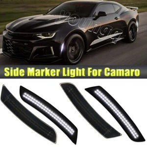 4PCS For 2016-2023 Chevy Camaro White LED Side Marker Light Smoked Housing Lamp - Picture 1 of 14