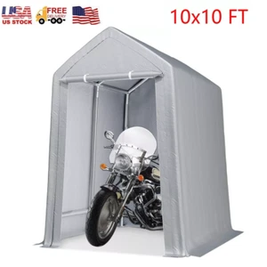 10x10 FT Outdoor Carport Storage Tent Garage Heavy Duty Shed Car Shelter Canopy - Picture 1 of 7