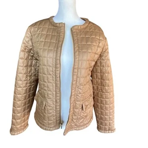 Zenergy by Chico’s Lightweight Caramel Zip Quilted Puffer Jacket Pockets Sz 1 - Picture 1 of 16