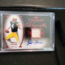 2022 Leaf In The Game Used Sports Vignette Red Brett Favre patch auto card 19/25