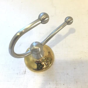 Coat Hooks, Stainless Steel, Brass Base - Picture 1 of 3