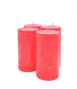 4pcs Textured Candle Bright Red 160x80mm - Picture 1 of 3