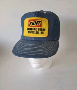 Cappello camionista vintage Kent Farm Patch completo denim snapback berretto paramount made in USA - Foto 1 di 12