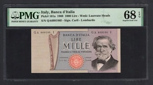 Italy 1000 Lire 1969 P101a Uncirculated Grade 68 - Picture 1 of 2