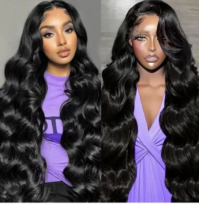 Peluca frontal de encaje ondulado 13x6 cabello humano 15A crudo 250 densidad india 34 pulgadas Foto 1 de 4