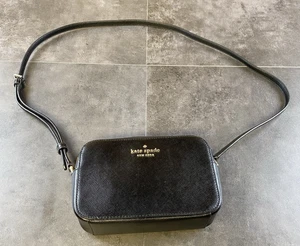Kate Spade Staci schwarze Leder Umhängetasche Mini Kameratasche - WLR00686 - Bild 1 von 15