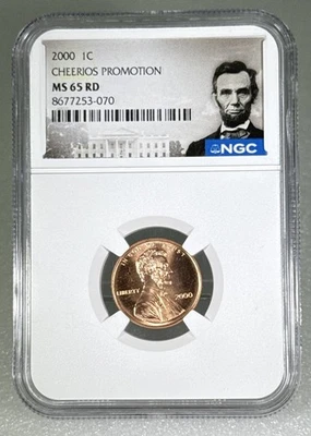 Centavo Cheerios 2000 Estados Unidos como nuevo promoción NGC MS65 RD Lincoln Penny con excelente estado Foto 1 de 4