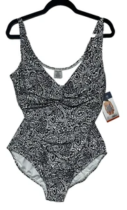 Traje de baño Lands End para mujer XXL negro blanco cachemira 1 pieza UPF 50 ajustable nuevo con etiquetas - Imagen 1 de 11
