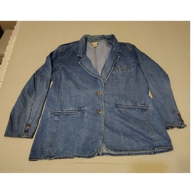 CROSSROADS Denim Blazer Jean Jacket Button Front Classic Medium Wash - image 1 of 4