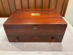 Vintage Eureka Large Silverware Wood Chest w/Drawer Lined w/Pacific Silver Cloth - Picture 1 of 12