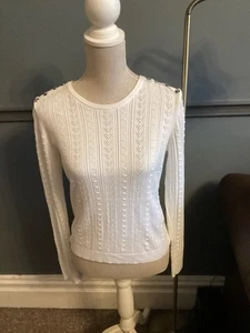 Warehouse BNWOT cream lacy lightweight jumper size M/12/14 - Picture 1 of 4