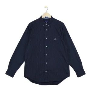 Gant Patterned Shirt Mens Size XL Blue Regular Fit Cotton Button-Down - Picture 1 of 15
