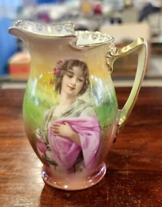 Antique ROYAL BAYREUTH LADY CREAMER Pink Peach Floral Porcelain - Picture 1 of 6