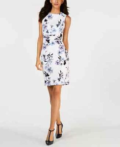 Calvin Klein Printed Floral Sleeveless Sheath Dress Size 10 - Picture 1 of 3
