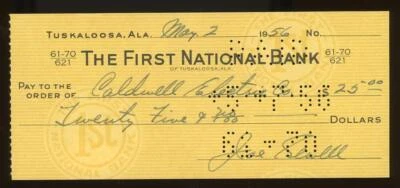Joe Sewell Cleveland Gardians Autographed Sighned Check JSA Authentic  - Image 1 of 2