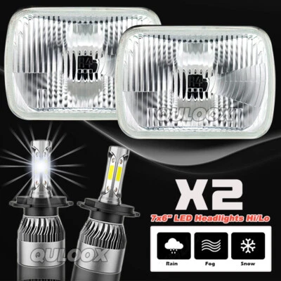 2pcs 7"X6" LED Headlights For Freightliner FL106 FL112 FL60 International IHC Foto 1 de 4