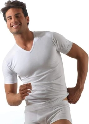 ROSSOPORPORA, 6/3 magliette intime uomo in cotone elasticizzato e collo a V - Immagine 1 di 4