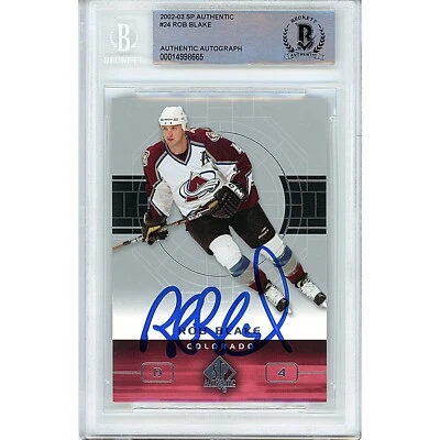 Rob Blake Signed 2002 03 Upper Deck SP Authentic #24 Avalanche Beckett Slab Auto - Image 1 of 4