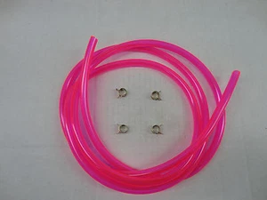 TRANSLUCENT PINK 1/4" I.D. FUEL LINE KIT SNOWMOBILE DIRT BIKE QUAD MOTORCYCLE - Picture 1 of 2