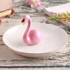 Ceramic Flamingo Ring Holder Jewelry Dish Tray - White & Pink