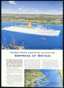 1955 Chesley Bonestell arte Emperatriz de Gran Bretaña barco Pacífico canadiense anuncio impreso - Imagen 1 de 7