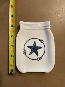 Barattolo Mason con stella ceramica cucchiaio poggia bigiotteria portasapone cucina bagno usato in ottime condizioni - Foto 1 di 5