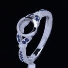 14k White Gold Semi-mount Engagement Pave Sapphire Diamonds Ring Round 5.5-6mm