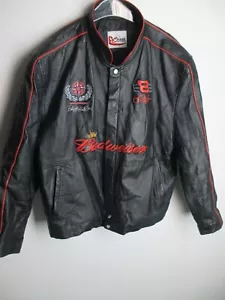 DALE EARNHARDT JR Budweiser Chase Authentics Nascar Black Leather Jacket L Race - Picture 1 of 18