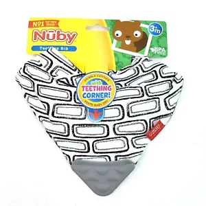 Bavaglino da dentizione Nuby Neonato 3m+ Grigio Nero Bianco - Foto 1 di 4