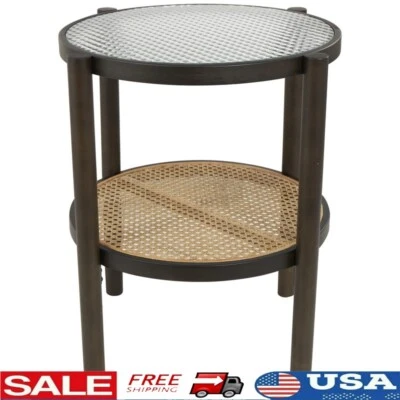  Mesa de acento de ratán marrón de 19" x 24" con prensado  Foto 1 de 4