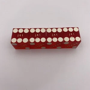 Set of 4 Vintage Dice Used at Nugget Pahrump NV Matching #341 Red - Picture 1 of 3