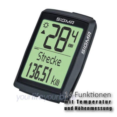 SIGMA BC 14.0 WR COMPUTER STEIG. HÖHENMESSER TEMPERATUR FAHRRAD TACHO BAROMETER - Bild 1 von 4
