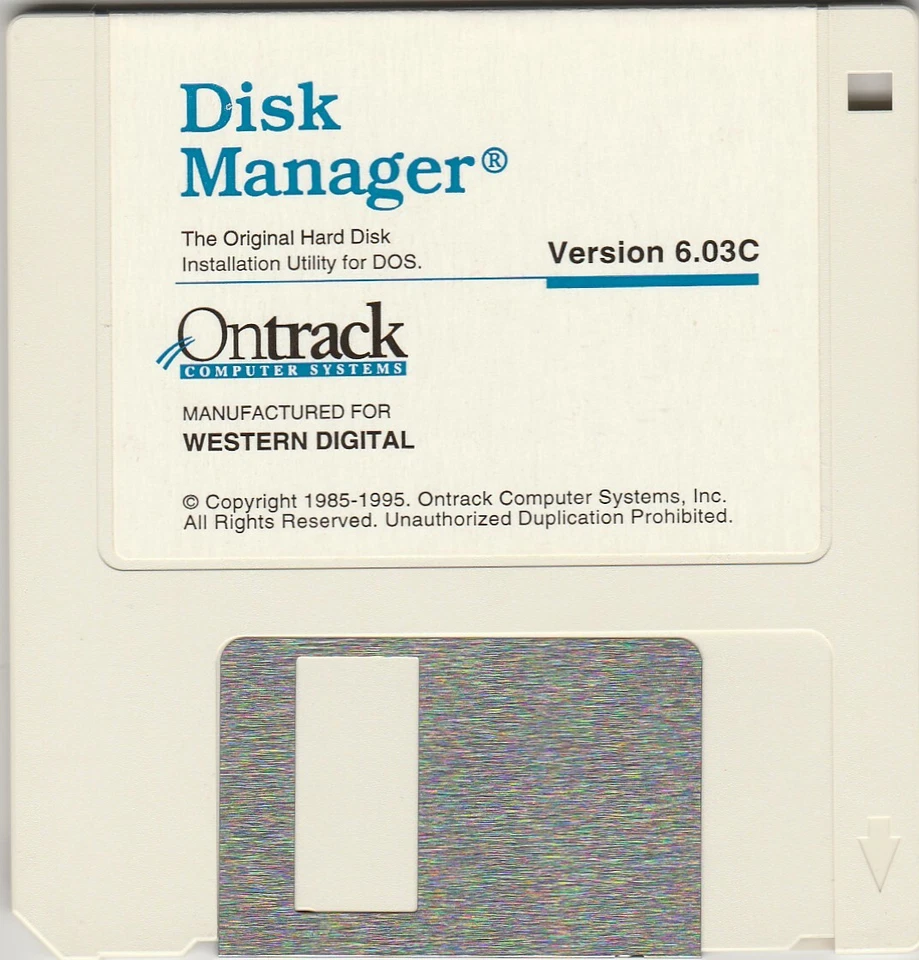 Disk Manager Version 6.03C for Western Digital by Ontrack~ 3.5 disk ~ 1995 - Image 1 of 2